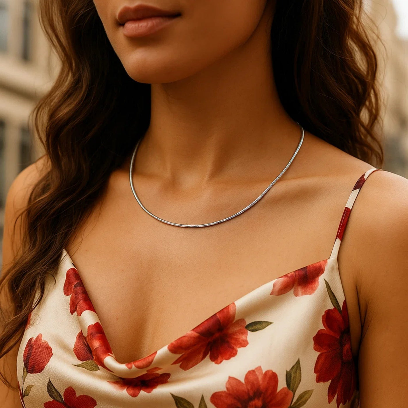 Sterling Silver Round Omega Style Chain Necklace with Rhodium Plating (1.55mm) - jazzyjewelryjones