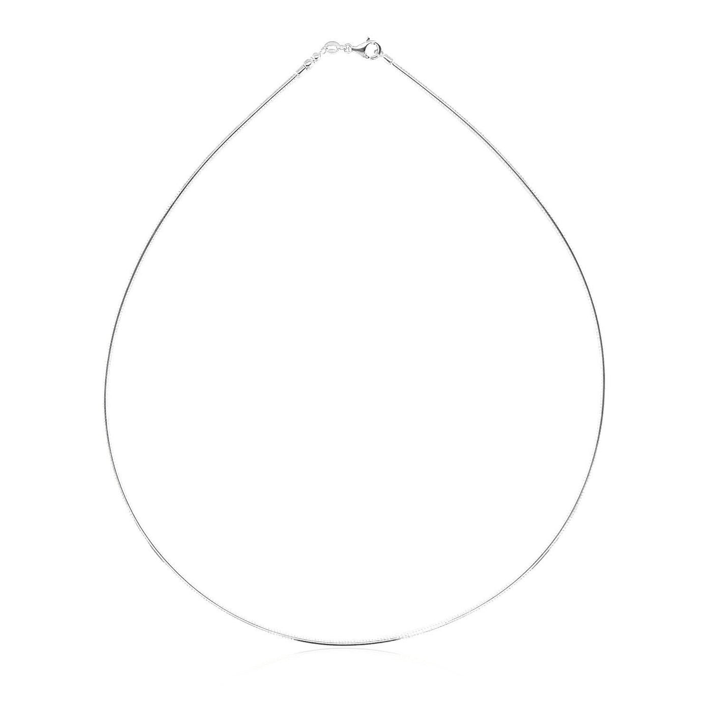 Sterling Silver Round Omega Style Chain Necklace with Rhodium Plating (1.55mm) - jazzyjewelryjones