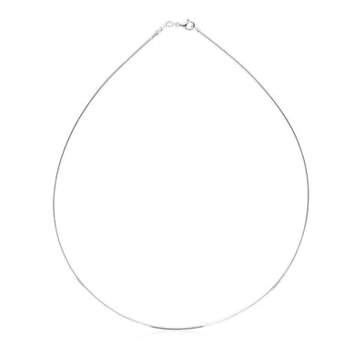 Sterling Silver Round Omega Style Chain Necklace with Rhodium Plating (1.55mm) - jazzyjewelryjones