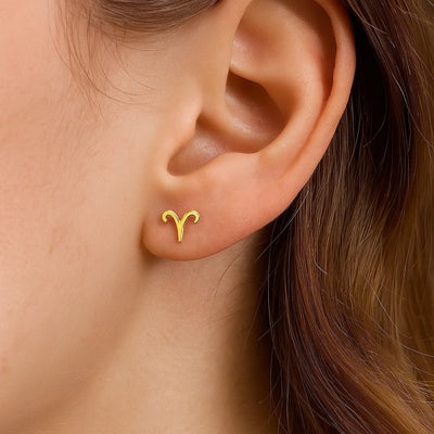 14K Yellow Gold Aries Stud Earrings - jazzyjewelryjones