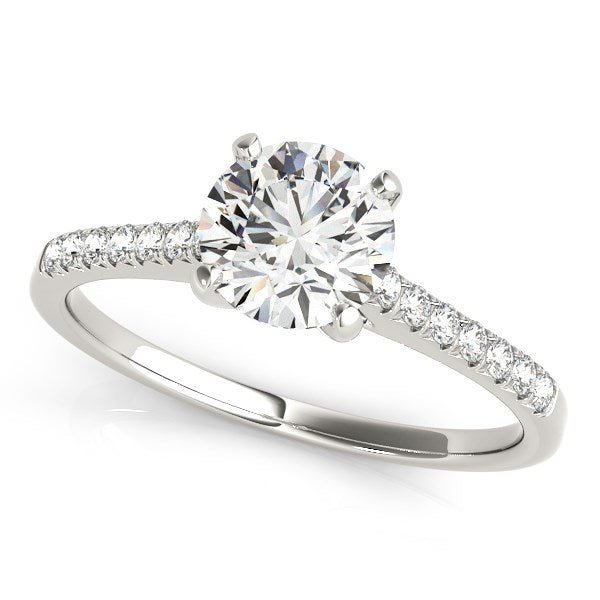 14k White Gold Single Row Scalloped Set Diamond Engagement Ring (1 1/8 cttw) - jazzyjewelryjones