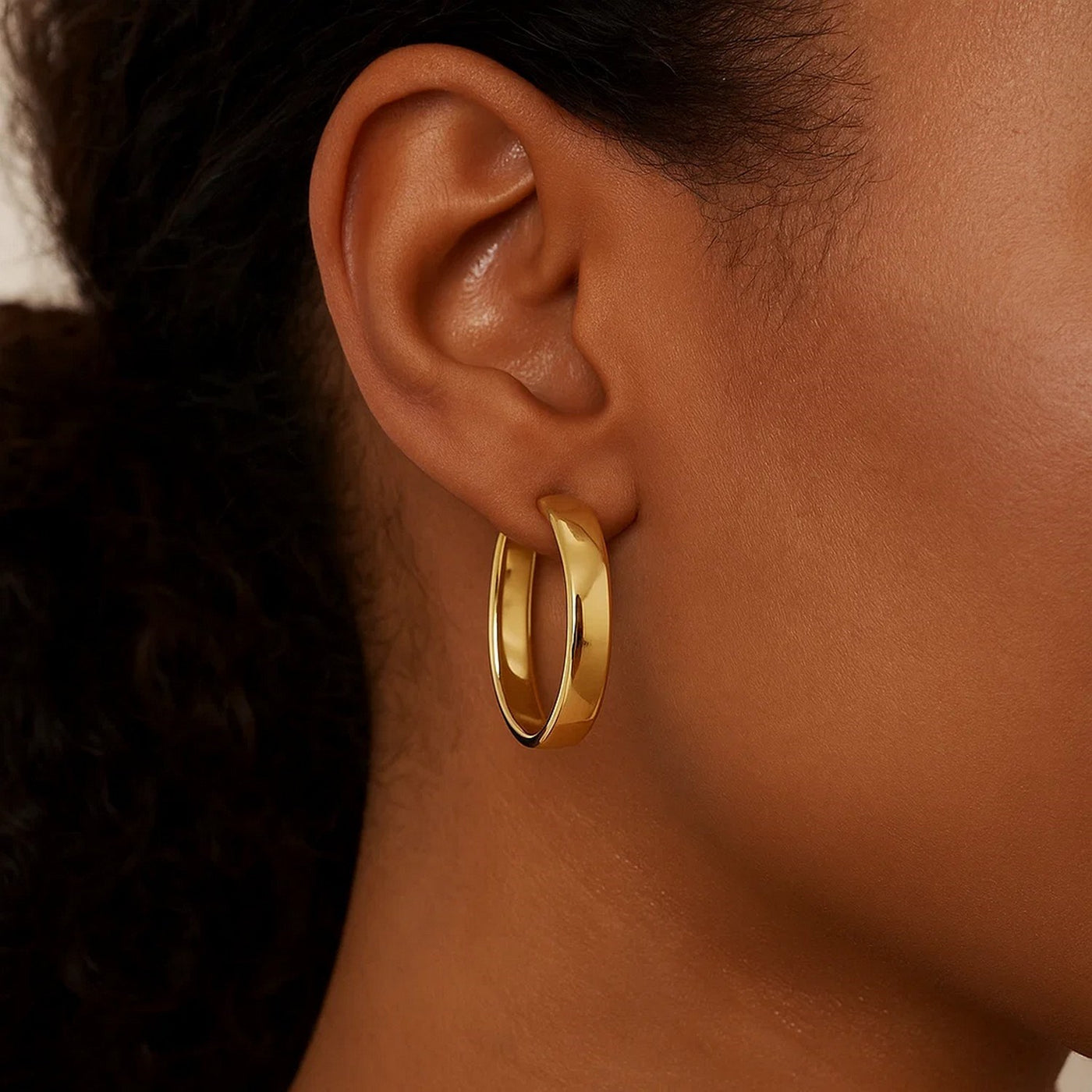 14k Yellow Gold Wedding Band Hoops (7x35mm) - jazzyjewelryjones