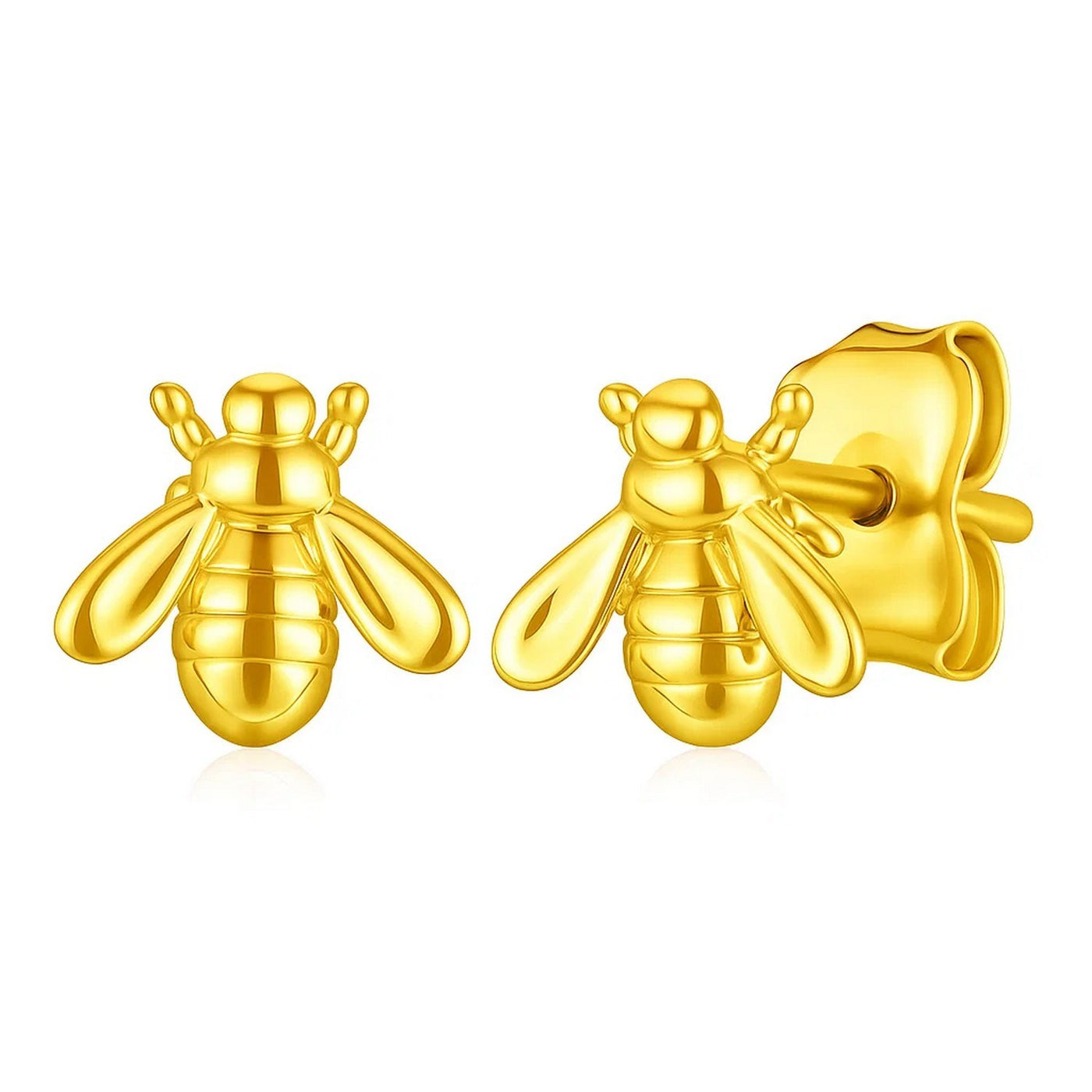 14k Yellow Gold Bee Stud Earrings - jazzyjewelryjones