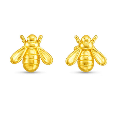 14k Yellow Gold Bee Stud Earrings - jazzyjewelryjones