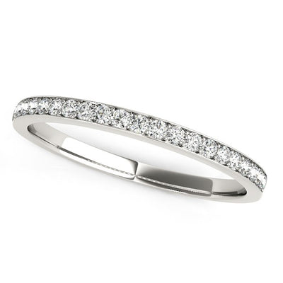 14k White Gold Prong Setting Round Diamond Wedding Band (1/5 cttw) - jazzyjewelryjones