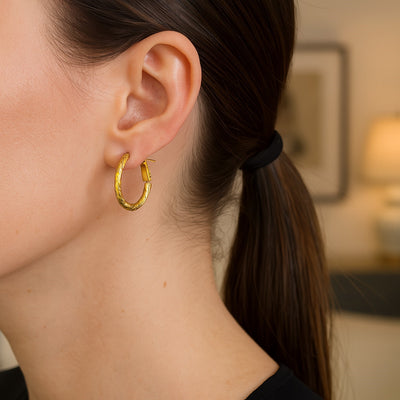 14k Yellow Gold Petite Twisted Round Hoop Earrings(3x20mm) - jazzyjewelryjones