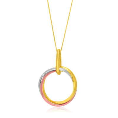 14k Tri - Color Gold Open Interlaced Ring Pendant - jazzyjewelryjones