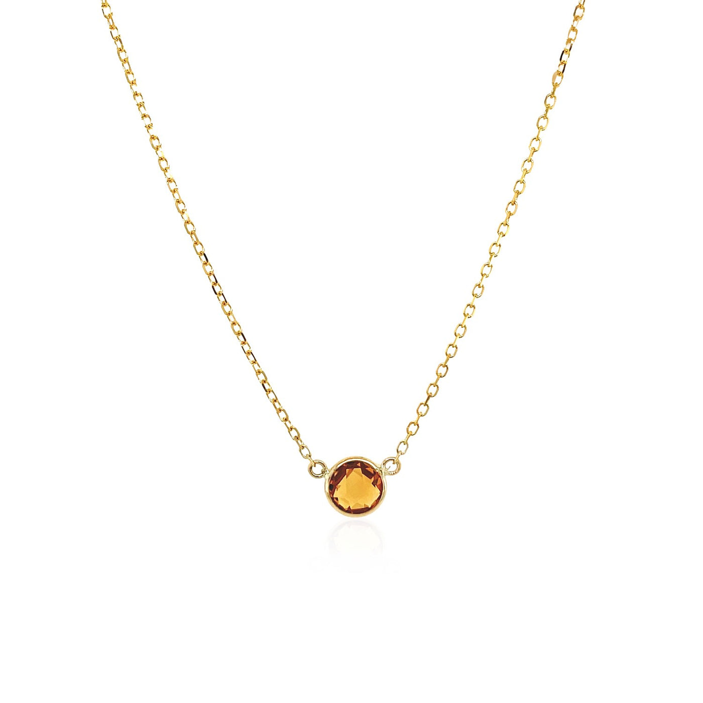 14k Yellow Gold 17 inch Necklace with Round Citrine - jazzyjewelryjones