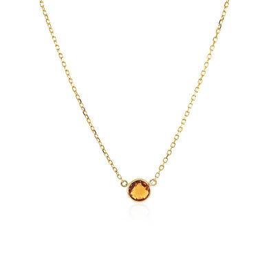 14k Yellow Gold 17 inch Necklace with Round Citrine - jazzyjewelryjones