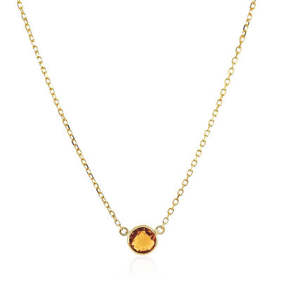 14k Yellow Gold 17 inch Necklace with Round Citrine - jazzyjewelryjones