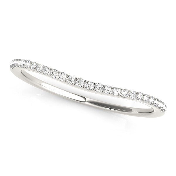 14k White Gold Pave Style Setting Curved Diamond Wedding Band (1/10 cttw) - jazzyjewelryjones