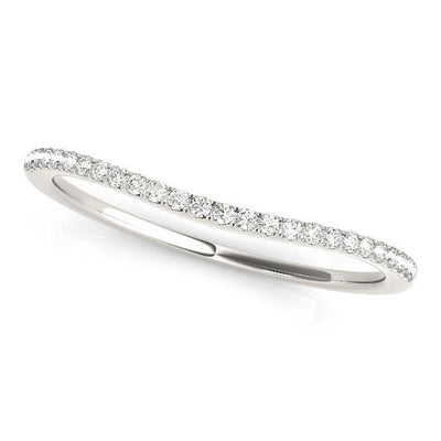 14k White Gold Pave Style Setting Curved Diamond Wedding Band (1/10 cttw) - jazzyjewelryjones