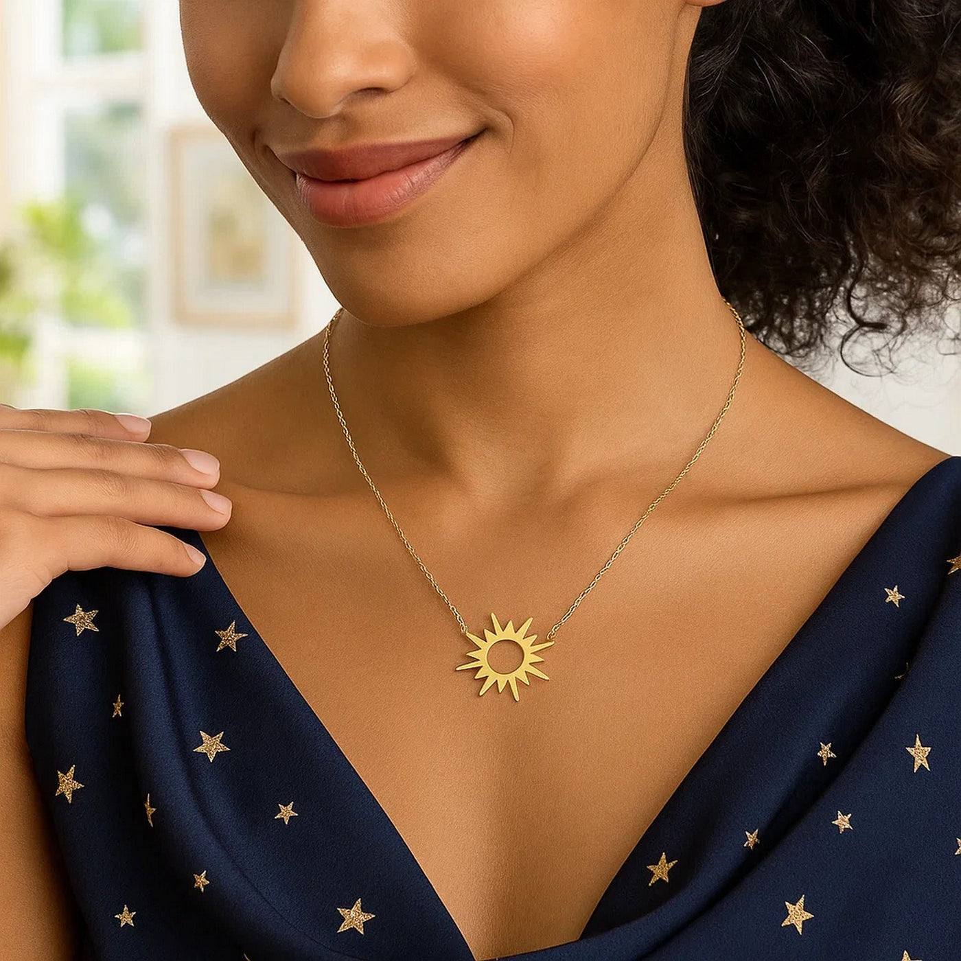 14K Yellow Gold Sunburst Necklace - jazzyjewelryjones