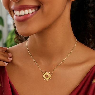 14K Yellow Gold Sunburst Necklace - jazzyjewelryjones
