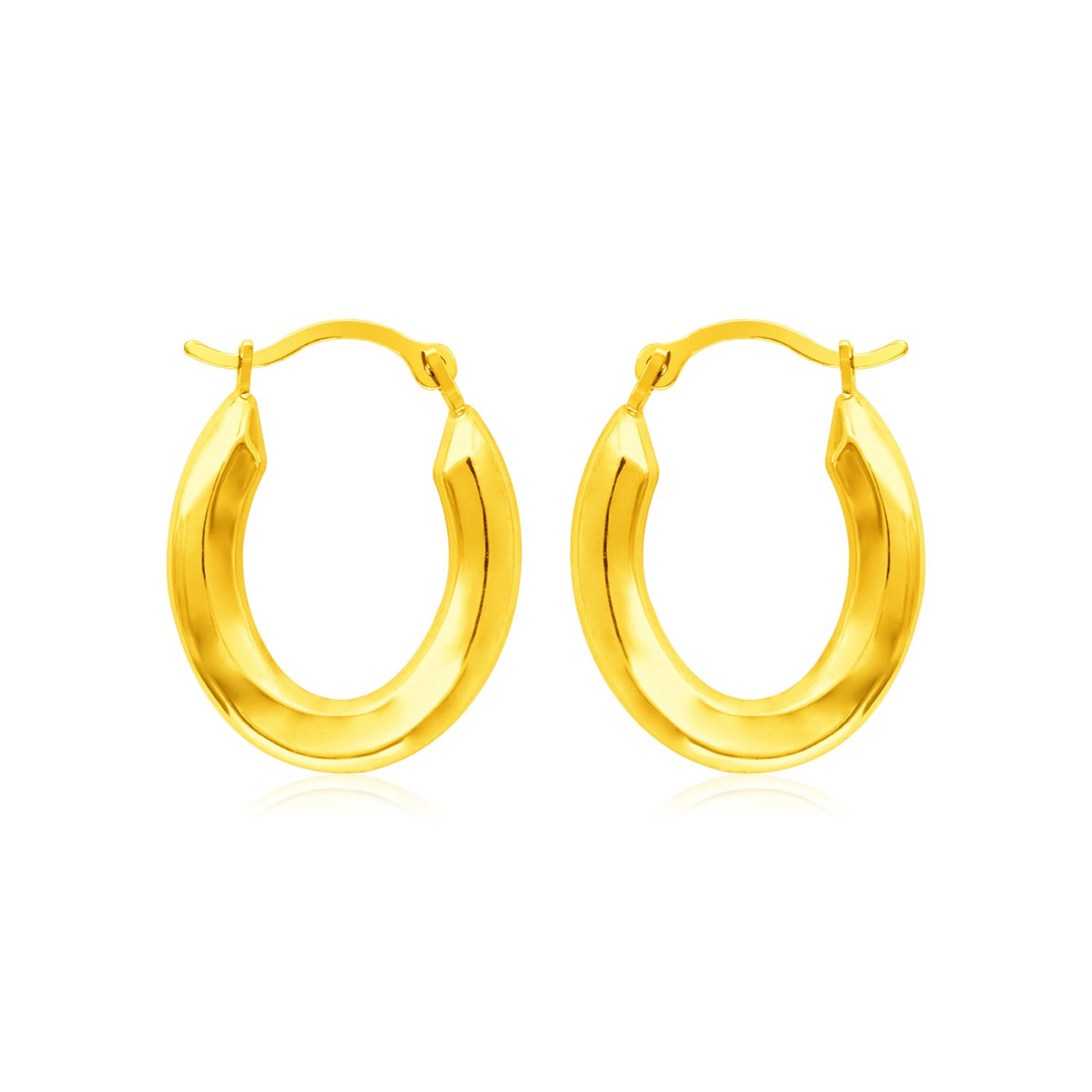 14k Yellow Gold Polished Oval Hoop Earrings - jazzyjewelryjones
