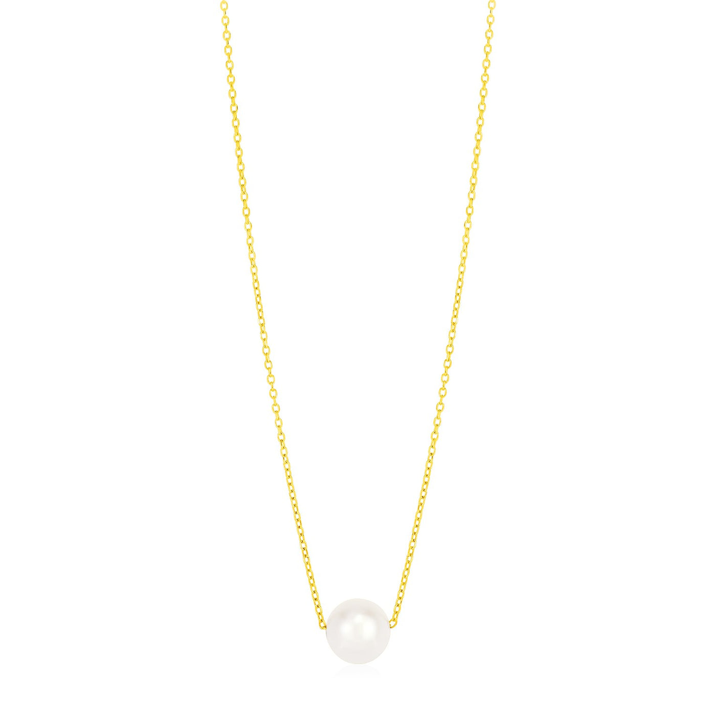 14k Yellow Gold 7mm Pearl Solitaire Necklace - jazzyjewelryjones