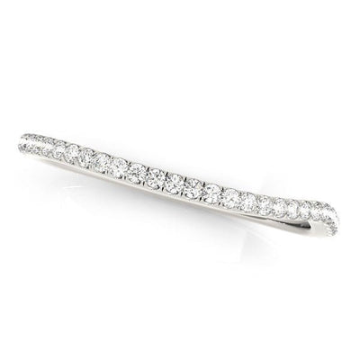 14k White Gold Slim Curved Diamond Wedding Ring (1/10 cttw) - jazzyjewelryjones