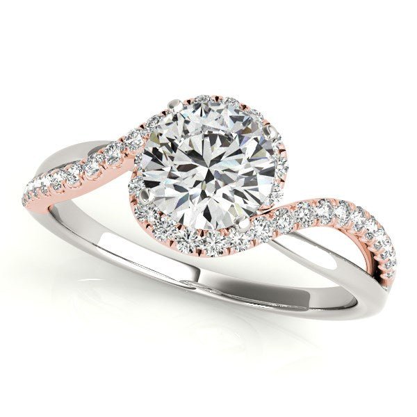 14k White And Rose Gold Bypass Band Diamond Engagement Ring (1 1/8 cttw) - jazzyjewelryjones
