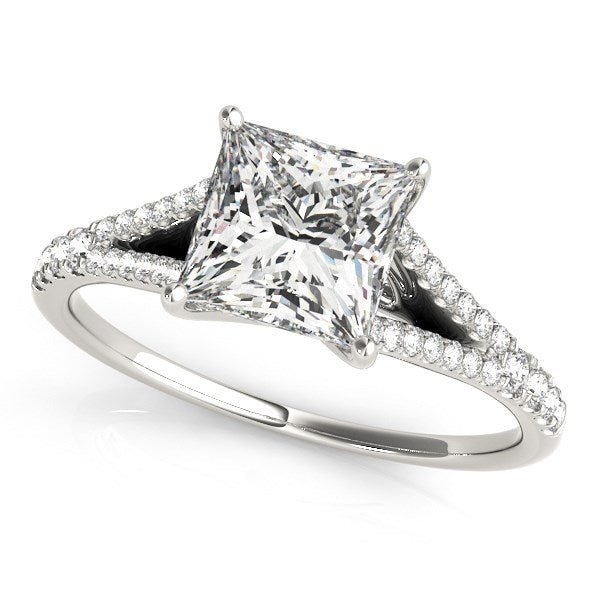 14k White Gold Princess Cut Split Shank Diamond Engagement Ring (1 1/8 cttw) - jazzyjewelryjones