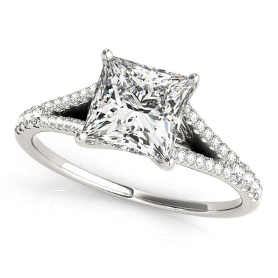 14k White Gold Princess Cut Split Shank Diamond Engagement Ring (1 1/8 cttw) - jazzyjewelryjones