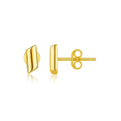 14k Yellow Gold Polished Rectangular Post Earrings - jazzyjewelryjones