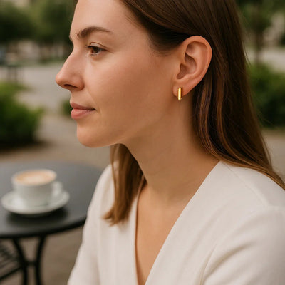 14k Yellow Gold Polished Rectangular Post Earrings - jazzyjewelryjones