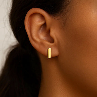 14k Yellow Gold Polished Rectangular Post Earrings - jazzyjewelryjones