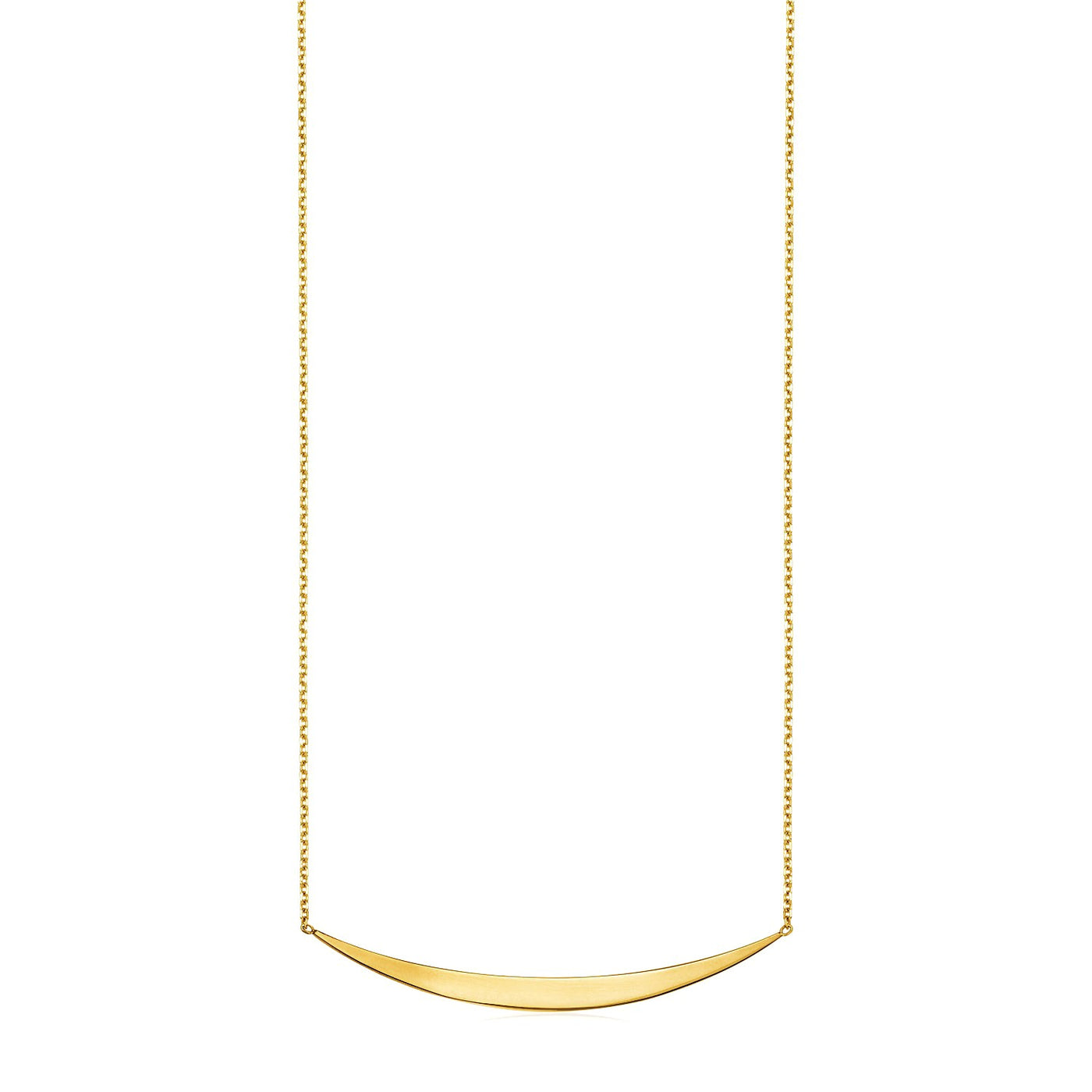 14k Yellow Gold Necklace with Polished Curved Bar Pendant - jazzyjewelryjones