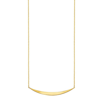 14k Yellow Gold Necklace with Polished Curved Bar Pendant - jazzyjewelryjones
