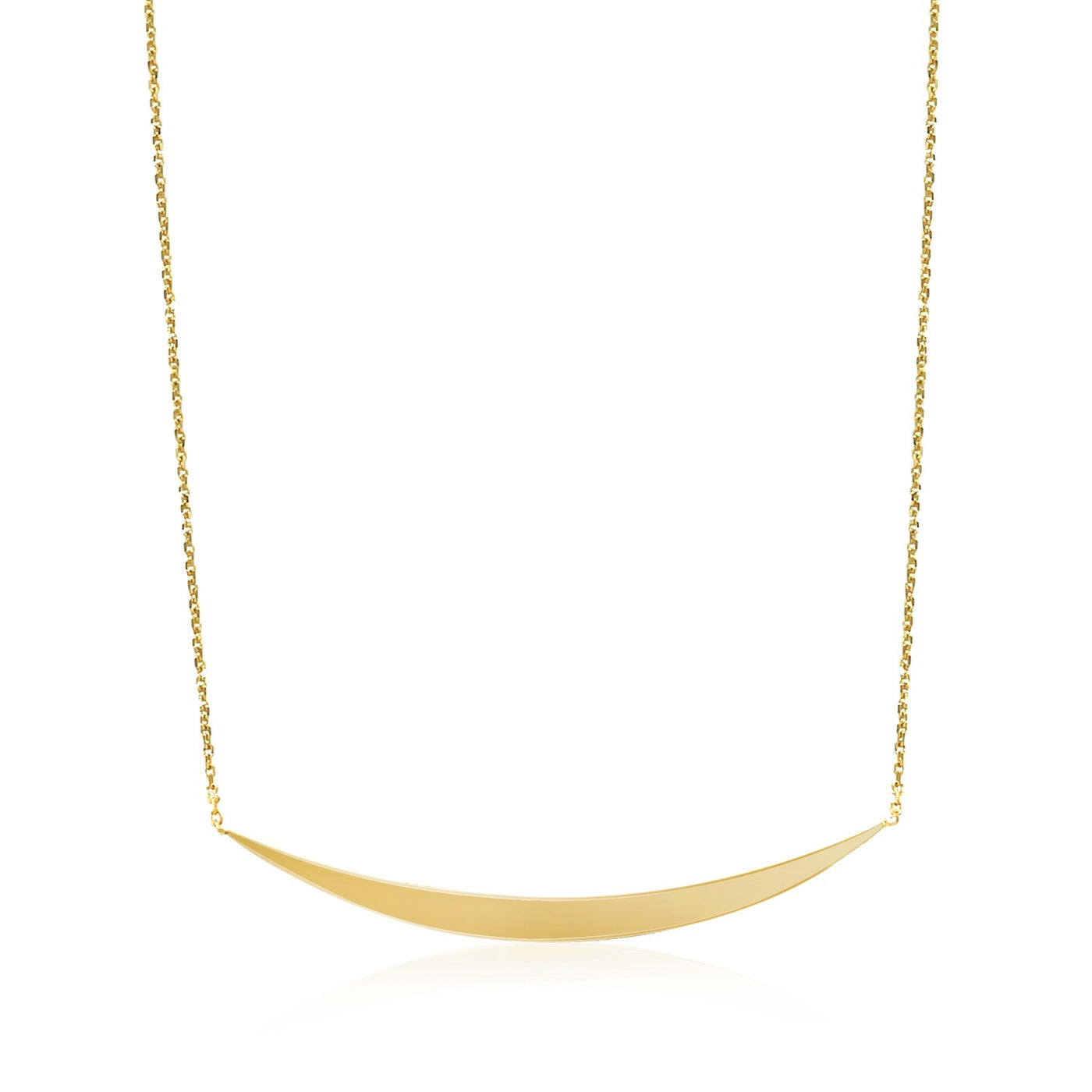 14k Yellow Gold Necklace with Polished Curved Bar Pendant - jazzyjewelryjones