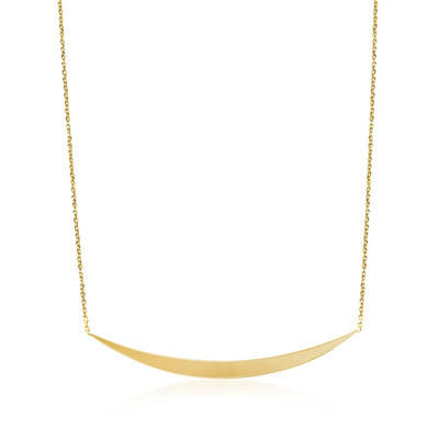 14k Yellow Gold Necklace with Polished Curved Bar Pendant - jazzyjewelryjones