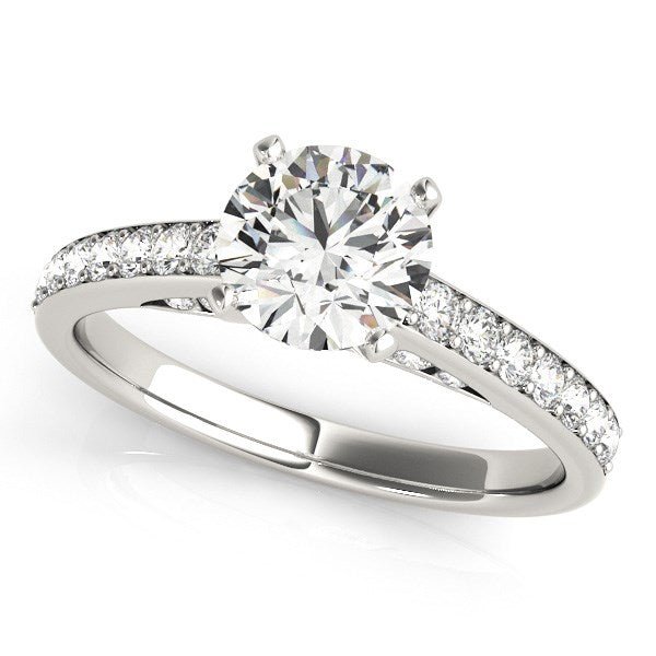 14k White Gold Single Row Prong Set Diamond Engagement Ring (1 3/8 cttw) - jazzyjewelryjones