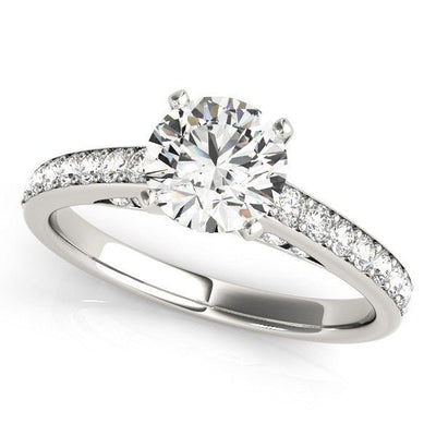 14k White Gold Single Row Prong Set Diamond Engagement Ring (1 3/8 cttw) - jazzyjewelryjones