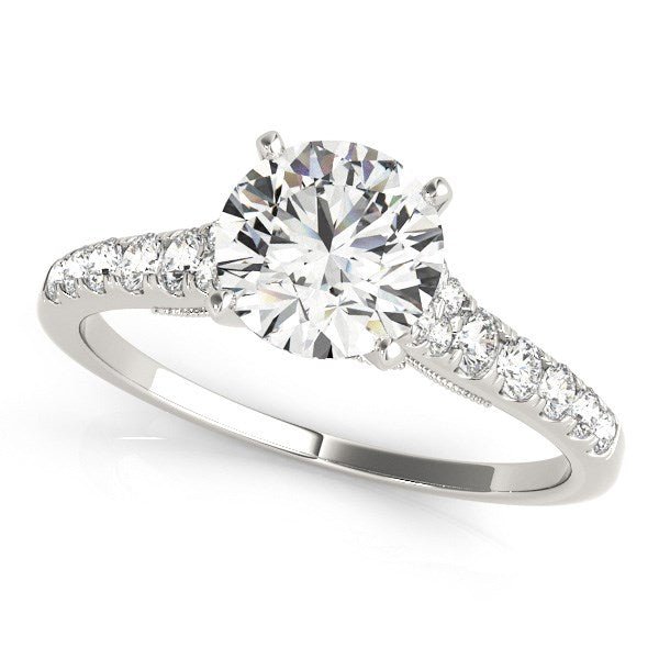 14k White Gold Diamond Engagement Ring With Single Row Band (1 3/4 cttw) - jazzyjewelryjones