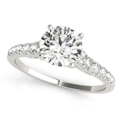 14k White Gold Diamond Engagement Ring With Single Row Band (1 3/4 cttw) - jazzyjewelryjones