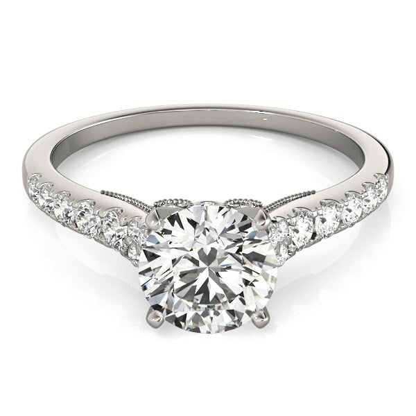 14k White Gold Diamond Engagement Ring With Single Row Band (1 3/4 cttw) - jazzyjewelryjones