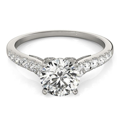 14k White Gold Diamond Engagement Ring With Single Row Band (1 3/4 cttw) - jazzyjewelryjones