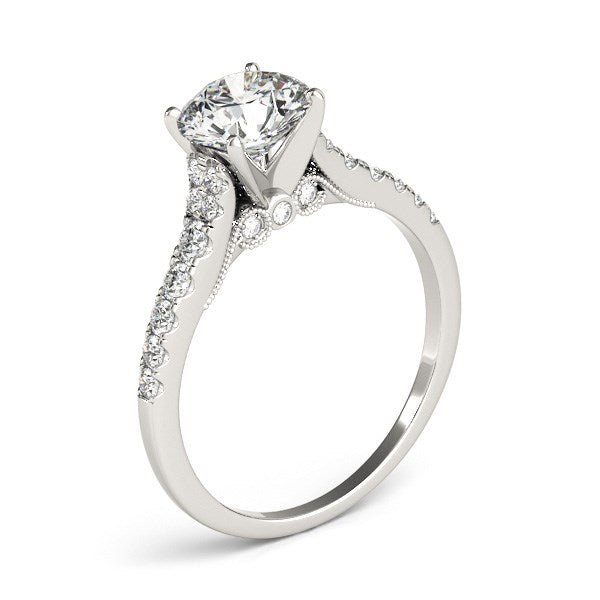 14k White Gold Diamond Engagement Ring With Single Row Band (1 3/4 cttw) - jazzyjewelryjones