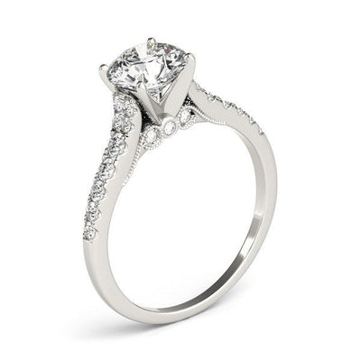 14k White Gold Diamond Engagement Ring With Single Row Band (1 3/4 cttw) - jazzyjewelryjones