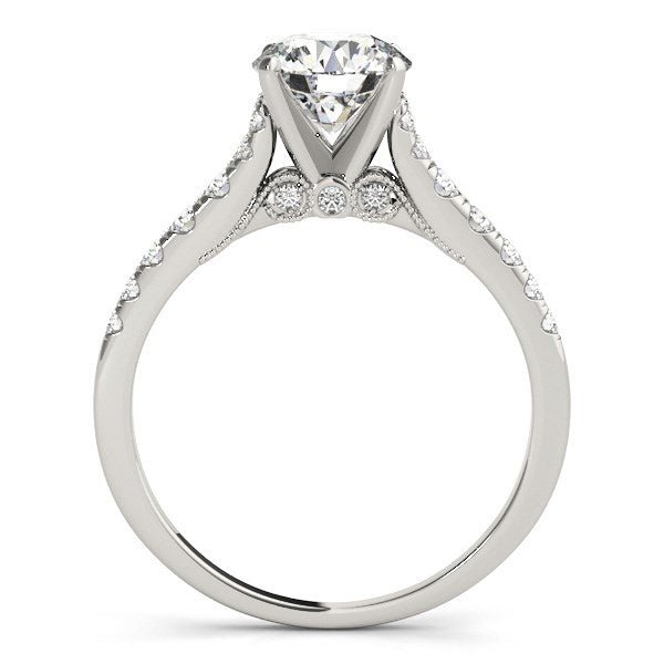 14k White Gold Diamond Engagement Ring With Single Row Band (1 3/4 cttw) - jazzyjewelryjones