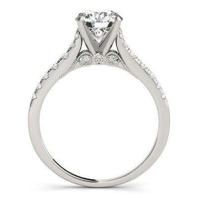 14k White Gold Diamond Engagement Ring With Single Row Band (1 3/4 cttw) - jazzyjewelryjones