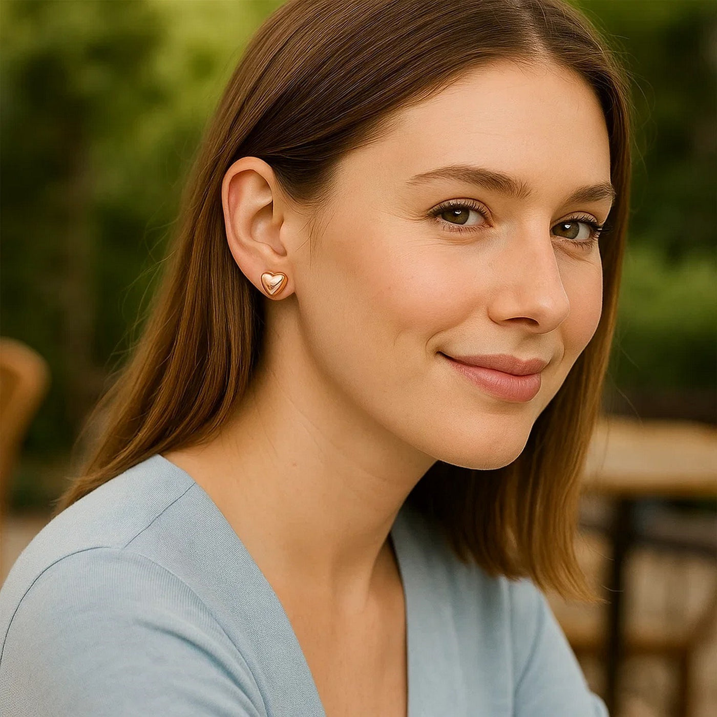 14k Rose Gold Puffed Heart Shape Shiny Earrings - jazzyjewelryjones