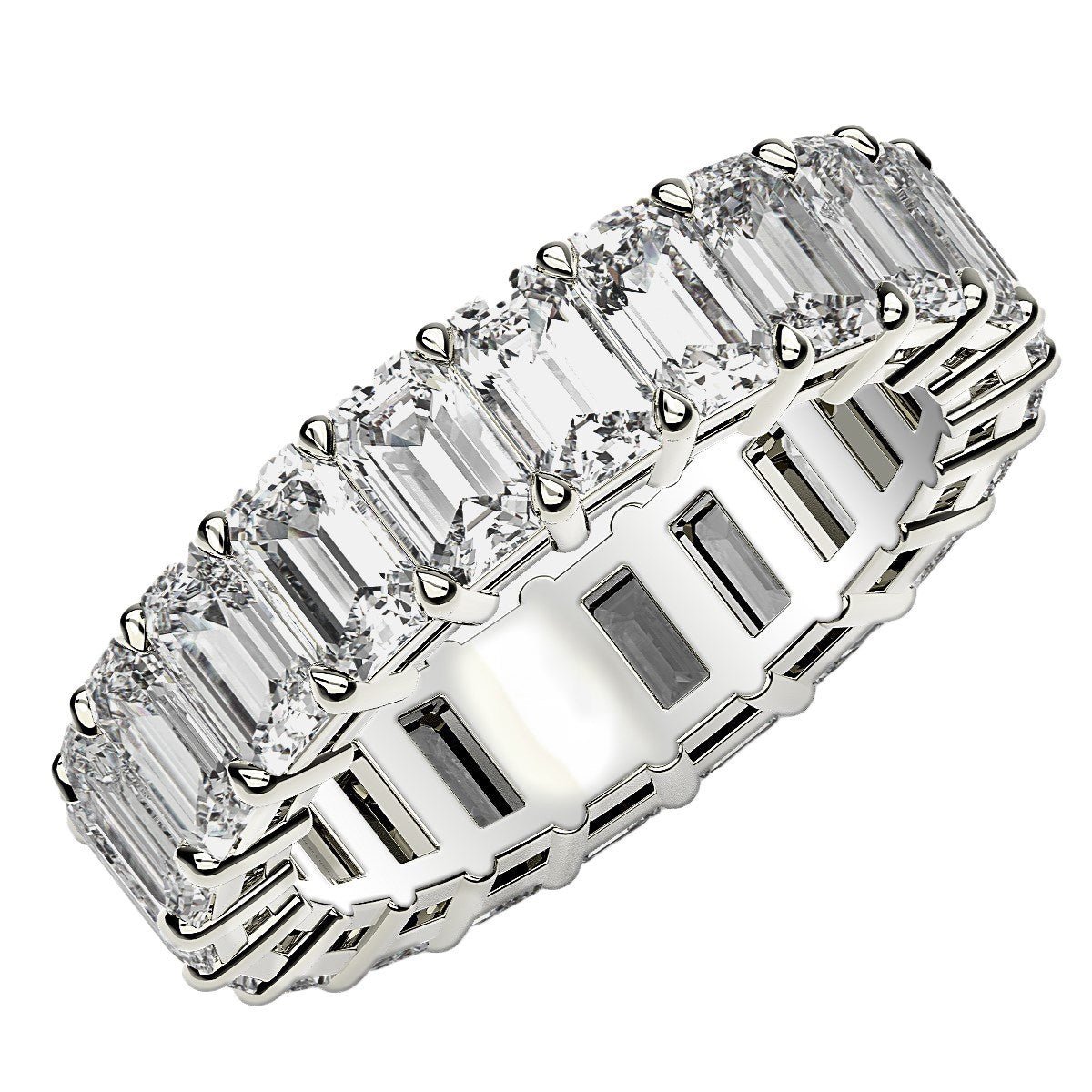 Emerald Cut Lab Grown Diamond Eternity Ring in 14k White Gold (6 cttw FG/VS2) - jazzyjewelryjones