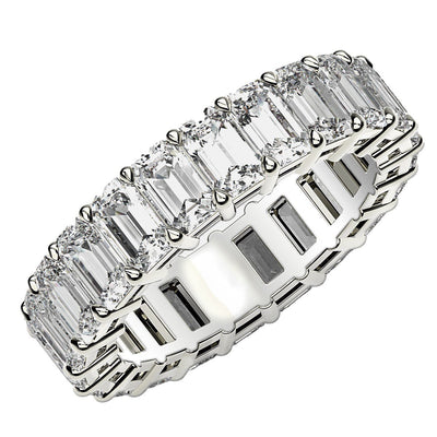 Emerald Cut Lab Grown Diamond Eternity Ring in 14k White Gold (6 cttw FG/VS2) - jazzyjewelryjones