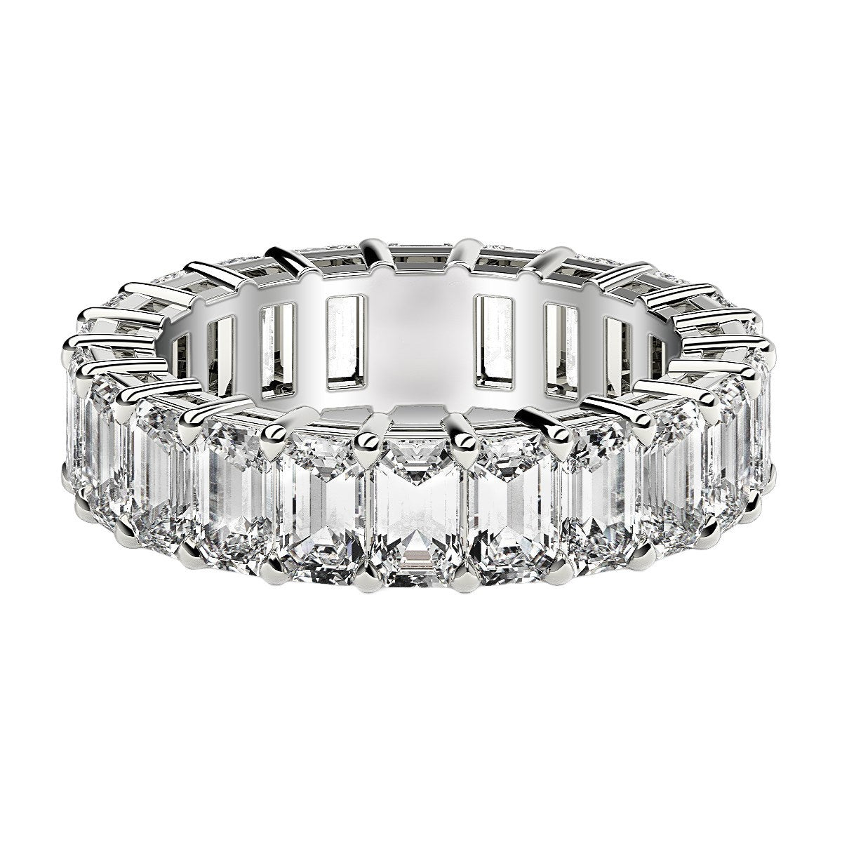 Emerald Cut Lab Grown Diamond Eternity Ring in 14k White Gold (6 cttw FG/VS2) - jazzyjewelryjones
