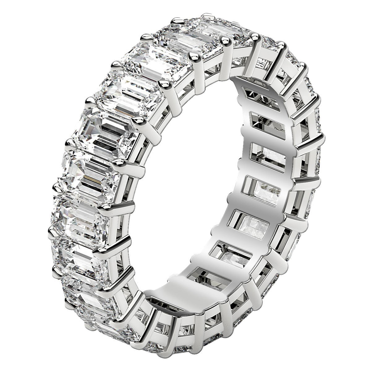 Emerald Cut Lab Grown Diamond Eternity Ring in 14k White Gold (6 cttw FG/VS2) - jazzyjewelryjones
