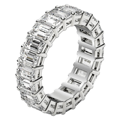 Emerald Cut Lab Grown Diamond Eternity Ring in 14k White Gold (6 cttw FG/VS2) - jazzyjewelryjones