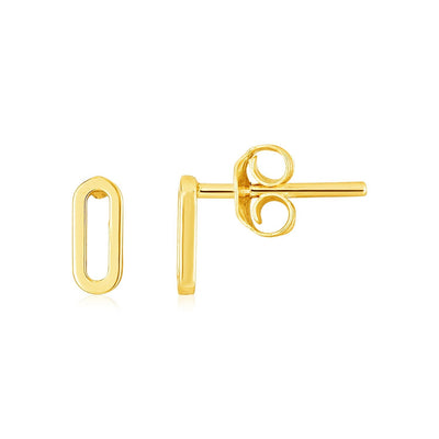 14k Yellow Gold Paperclip Link Stud Earrings - jazzyjewelryjones