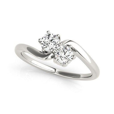 Solitaire Two Stone Diamond Ring in 14k White Gold (1/2 cttw) - jazzyjewelryjones