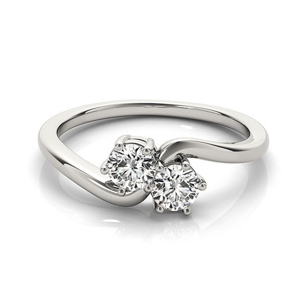 Solitaire Two Stone Diamond Ring in 14k White Gold (1/2 cttw) - jazzyjewelryjones